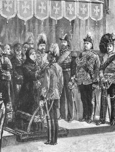 Królowa Wiktoria dekorująca oficerów... w Windsorze, 8 grudnia 1879, 1901. autorstwa Unbekannt