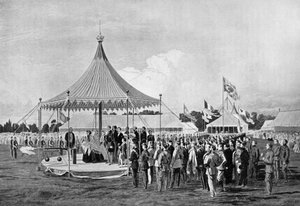 Królowa Wiktoria oddała pierwszy strzał na Wimbledonie, lipiec 1860, c1920 autorstwa Unbekannt