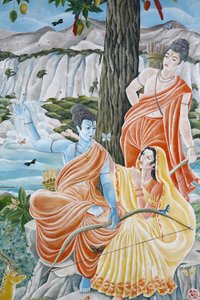 Rama, Sita i Laxman. Pashupatinah, Katmandu, Nepal autorstwa Unbekannt