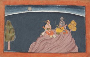 Rama i Lakszmana na górze Pavarasana: Folio z serii Shangri Ramayana..., c1690-1710. autorstwa Unbekannt