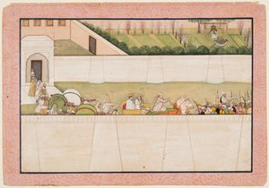 Bracia Ramas Bharata i Shatrughna wyruszyli z Ajodhji, aby znaleźć Ramę i Lakszmanę..., 1775-80. autorstwa Unbekannt