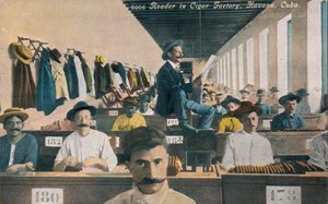Czytelnik w Fabryce Cygar, Hawana, Kuba, ok. 1910 autorstwa Unbekannt