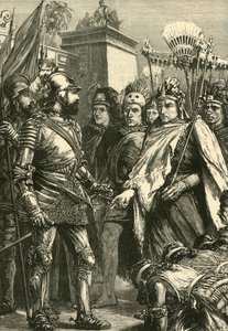 Przyjęcie Cortesa przez Montezumę, 1519, 1890. autorstwa Unbekannt