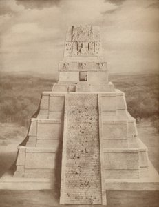 Zrekonstruowany model wspaniałej piramidy świątyni Majów w Tikal, c1935 autorstwa Unbekannt