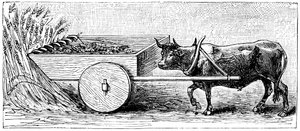 Rekonstrukcja maszyny żniwnej używanej w Galii w czasach starożytnego Rzymu, opisana przez Pliniusza, ok. 1890 r. autorstwa Unbekannt