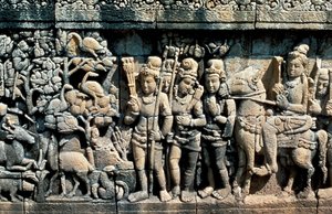 Płaskorzeźba przedstawiająca scenę z sutry, Barabudur, Java, c750-850 autorstwa Unbekannt