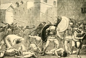 Odepchnięcie Pyrrusa ze Sparty, 1890. autorstwa Unbekannt