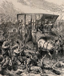 Ratowanie rannych żołnierzy rosyjskich z pola bitwy, ok. 1878 autorstwa Unbekannt