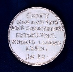 Rewers medalu upamiętniającego błyskotliwą kometę z listopada 1618 r. autorstwa Unbekannt