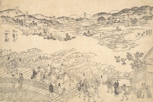 Rzeka Omue i most Oda, 1700. autorstwa Unbekannt