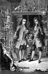 Robert Boyle, anglo-irlandzki chemik i fizyk oraz Denis Papin, francuski fizyk, 1870 autorstwa Unbekannt