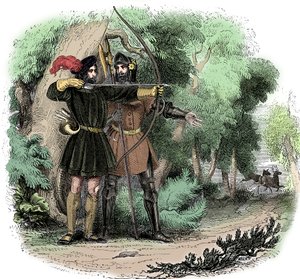 Robin Hood, legendarny angielski bohater ludowy, banita i orędownik biednych, początek XIX wieku autorstwa Unbekannt