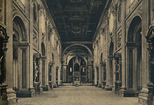Roma - Nawa główna Bazyliki św. Jana na Lateranie Borrominiego, arch. 1650, 1910 autorstwa Unbekannt