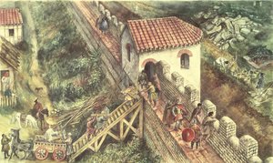Bastion rzymski na murze miejskim, Londyn, IV wiek autorstwa Unbekannt