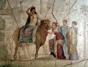 Rzymskie malowidło ścienne przedstawiające Gwałt Europy, Dom Jasona, Pompeje, Włochy autorstwa Unbekannt