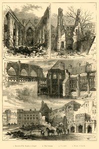Ruiny gmachów parlamentu, 1881 r. autorstwa Unbekannt