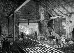 Wpuszczanie stopionego żelaza w świnie, c1880 autorstwa Unbekannt