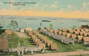 Żeglarze w obozie, Stacja Marynarki Wojennej Stanów Zjednoczonych, Zatoka Guantanamo, c1911 autorstwa Unbekannt
