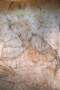 Saint-Claude, Jura, Francja, 31.08.2015 - Muzeum Opactwa St Claude. Chrystus w chwale. Obraz. XV wiek. autorstwa Unbekannt