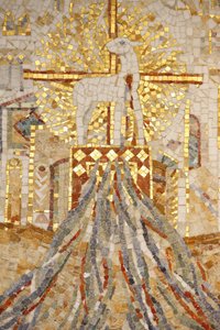 Bazylika opactwa Saint-Maurice, Mozaika Madeleine Diener Baranek Boży i 7 kanałów symbolizujących stworzenie, Saint-Maurice, Suisse autorstwa Unbekannt