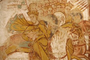 Obraz opactwa Saint-Savin: królowie zaatakowani przez Abrahama i jego zwolenników, Saint-Savin-sur-Gartempe, Francja autorstwa Unbekannt