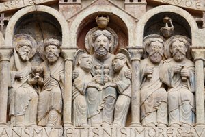 Tympanon kościoła opactwa Sainte Foy: Abraham, Conques, Francja autorstwa Unbekannt