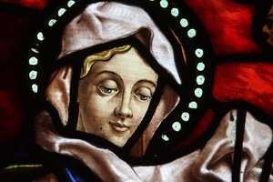 Kościół San Jeronimo. Witraż. Dziewica Maryja Madryt Hiszpania autorstwa Unbekannt