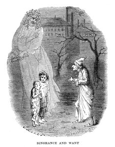 Scena z Opowieści wigilijnej Charlesa Dickensa, 1843 autorstwa Unbekannt