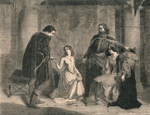 Scena z Hamleta - Król, Ofelia i Laertes, 1852. autorstwa Unbekannt