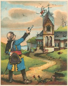 Scena z Przygód barona Munchausena Rudolpha Ericha Raspe, ok. 1850 autorstwa Unbekannt