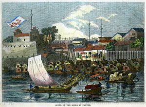 Scena na rzece w Kantonie, Chiny, ok. 1840 r. autorstwa Unbekannt