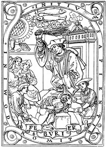 Uczeń mający wiedzę wbity w niego brzozą, 1526 autorstwa Unbekannt