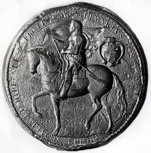 Pieczęć Protektoratu z Oliverem Cromwellem na koniu, XVII wiek, 1899 autorstwa Unbekannt