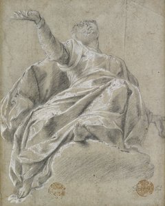 Siedząca postać kobieca na chmurze, patrząca w górę, 1600-1675 autorstwa Unbekannt