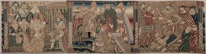 Sekcja fryzu haftowanego: Aswerus i Estera, Papież wyzywający cesarza, 1625-1649. autorstwa Unbekannt