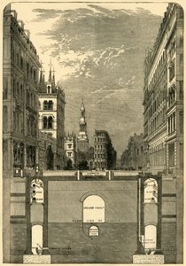 Odcinek wiaduktu Holborn, pokazujący metro, ok. 1876 r. autorstwa Unbekannt