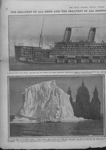 Schemat przekrojowy Titanica i góry lodowej, 20 kwietnia 1912. autorstwa Unbekannt