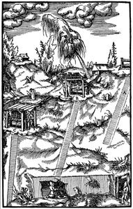 Przekrój niemieckiej kopalni, 1556 autorstwa Unbekannt