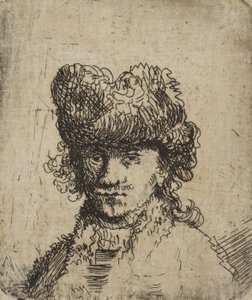 Autoportret w futrzanej czapce: Popiersie, XVIII w., XVIII w. autorstwa Unbekannt