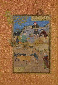 Shaikh Mahneh and the Villager, Folio 49r z Mantiq al-tair Language of the Birds, 1487. autorstwa Unbekannt