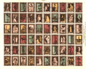 Arkusz 60 znaczków Kopciuszka upamiętniających koronację króla Jerzego VI, 1937 autorstwa Unbekannt