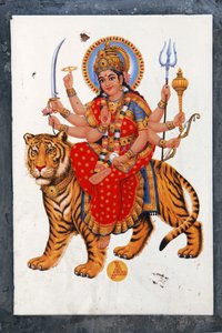 Sherawali i Jagdamba. Fox w północnych Indiach śpiewa w cenie jej Jai Mata Di, to ta sama Durga lub Shakti. autorstwa Unbekannt