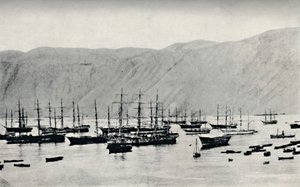 Statek oczekujący na ładunki azotanów w Iquique, 1911 r. autorstwa Unbekannt