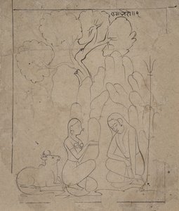 Shiva i Parvati w grocie górskiej, ca. 1800. autorstwa Unbekannt