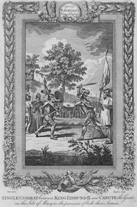 Pojedyncza walka króla Edmunda II i Kanuta Wielkiego na wyspie Abney, 1787 autorstwa Unbekannt