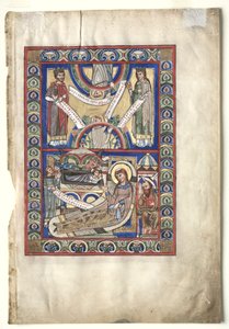 Pojedynczy arkusz wycięty z ewangeliarza: Nativity recto, c. 1190. autorstwa Unbekannt
