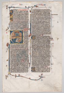 Pojedynczy liść z Biblii: Initial E[t factum est] z Jonaszem połkniętym przez wieloryba, c. 1290. autorstwa Unbekannt