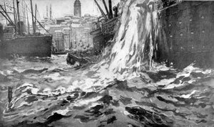 Zatonięcie statku handlowego Stambuł, port w Stambule. 25 maja 1915 autorstwa Unbekannt