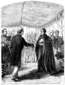 Sir Walter Scott wręcza krzyż św. Andrzeja królowi Jerzemu IV, 1822 autorstwa Unbekannt