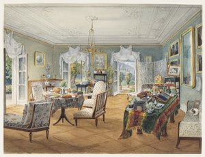 Salon w posiadłości wiejskiej, lata 1830-1840 autorstwa Unbekannt